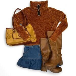 Gorgeous chenille turtleneck sweater preppy coquette retro
